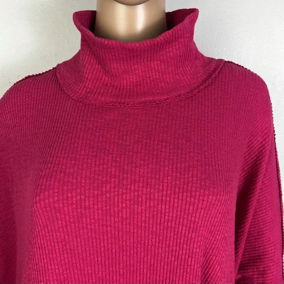 FREE PEOPLE PINK LONG SLEEVE RIBBED TOP - Picture 3 of 9